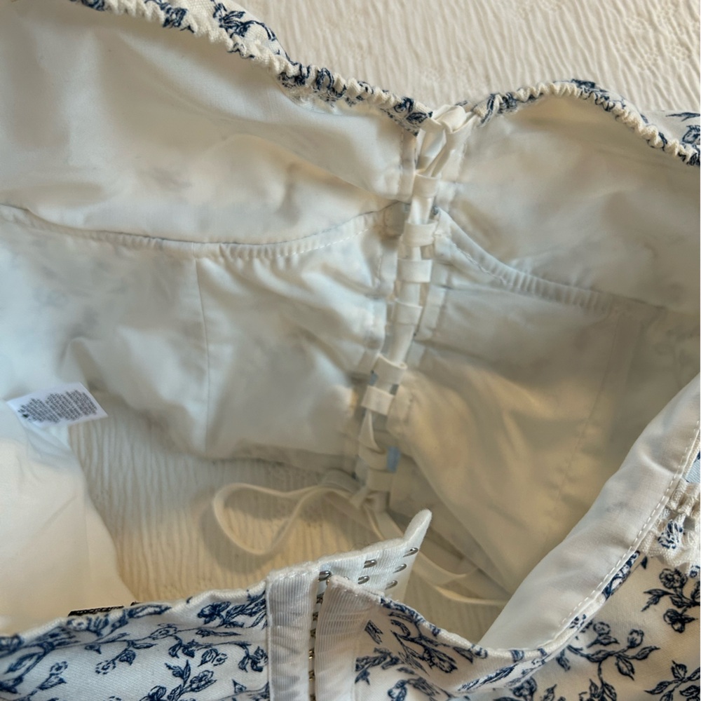 Windsor Corset Top blue white floral size L - Picture 7 of 13
